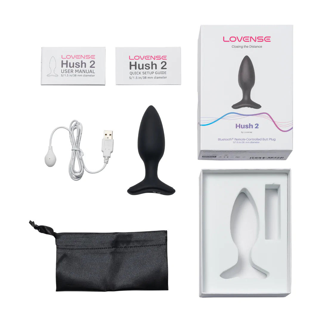 Hush 2 - Plug vibrador controlado por app - 3,8 cm - Negro