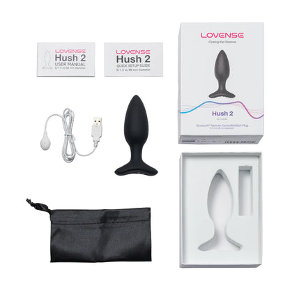 Hush 2 - Plug vibrador controlado por app - 3,8 cm - Negro