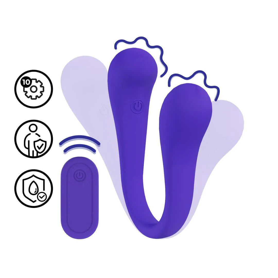 Vibrador flexible de doble extremo con control remoto - Morado